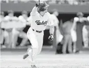  ?? MATT STAMEY/AP ?? Luke Jarvis celebrates as his walk-off single in the bottom of the ninth that lifts Auburn past UF on Sunday.