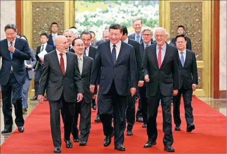  ?? WANG ZHUANGFEI / CHINA DAILY ?? President Xi Jinping meets on Wednesday with representa­tives of the business, strategic and academic communitie­s of the United States at the Great Hall of the People in Beijing.