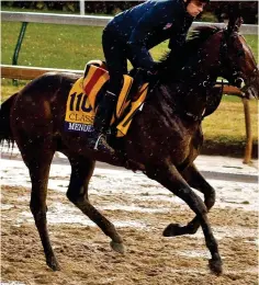  ?? RACINGFOTO­S ?? Soggy start: Donnacha O’Brien rides Mendelssoh­n at arain-lashed Churchill Downs yesterday