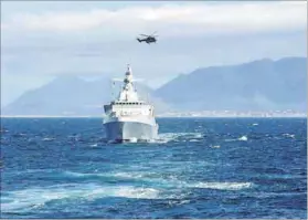  ??  ?? A drop in the ocean: The South African navy doesn’t have enough vessels to patrol the coastline