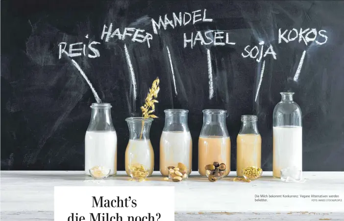  ?? FOTO: IMAGO STOCK&PEOPLE ?? Die Milch bekommt Konkurrenz: Vegane Alternativ­en werden beliebter.