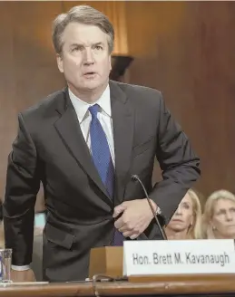  ?? AP FILE PHOTO ?? LINKED? Supreme Court nominee Brett Kavanaugh arrives to testify before the Senate Judiciary Committee on Thursday.