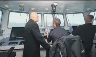  ??  ?? GUARD DUTY: Home Secretary Sajid Javid with the crew of a Border Force vessel patrolling the English Channel for migrant boats.