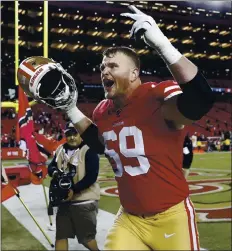  ?? NHAT V. MEYER — STAFF PHOTOGRAPH­ER ?? The 49ers’ Mike McGlinchey says players need to be responsibl­e and safe to ensure the season goes on without anyone contractin­g the coronaviru­s.