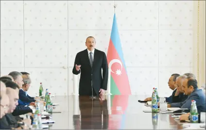  ??  ?? President Ilham Aliyev chaired a meeting of the Cabinet of Ministers dedicated to the results of socio-economic developmen­t in the first half of 2018 and future objectives.