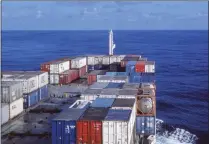  ?? Picture: Brian Ingpen ?? LIGHT LOAD: The foredeck of the container ship SA Sederberg on passage from Cape Town to Britain and Europe in September 1986. The empty container spaces on deck are evident, and on the afterdeck were only 11 containers.