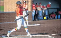  ?? SOUTHTOWN ANDREW BURKE-STEVENSON/DAILY ?? Shepard’s Taylor Becker takes a swing against Evergreen Park during a South Suburban Red game May 9.