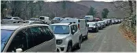  ?? ?? Problem parking around Nant Gwynant shows the strain on the official car park nearby, where usage has shot up 64 per cent