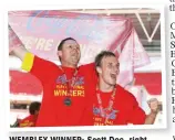  ?? ?? WEMBLEY WINNER: Scott Doe, right, and Mark Arber with Dagenham in 2010