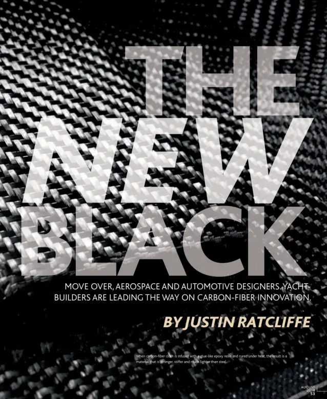  ??  ?? When carbon-fiber cloth is infused with a glue-like epoxy resin and cured under heat, the result is a material that is stronger, stiffer and much lighter than steel.