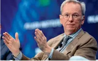  ?? — AP ?? eric Schmidt, technical adviser, alphabet. speaks at the milken institute global conference in beverly hills, california.