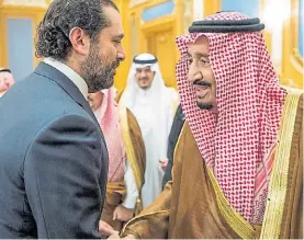  ?? AFP ?? Juntos. Saad Hariri y rey Salman bin Abdelaziz, el sábado en Riad.