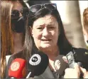  ?? ?? Raziye Kocaismail speaking to reporters outside Parliament