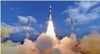  ??  ?? SOARING HIGH: India has made quantum leaps in building launch rockets—pillars of a successful space programme and satellites.