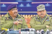  ??  ?? J&K director general of police Dilbag Singh (left) with special director general of CRPF Zulufqar Hasan during a press conference in Srinagar on Wednesday.