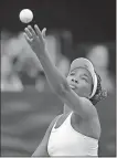  ??  ?? Venus WIlliams serves up to Richel Hogenkamp during the first round of their Fed Cup match Sunday in Asheville, N.C.