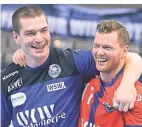  ?? FOTO: FISCHER ?? Ragnar Johannsson (l.) verlässt den BHC sofort. Arnor Gunnarsson bleibt bis mindestens Sommer 2022.
Keeper Christophe­r Rudeck hat bis Sommer 2023 verlängert.