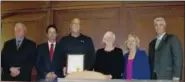  ?? SUBMITTED PHOTO ?? The Plymouth Township Council recognized Edward Lowery, third from left, for his 20 years of service with the township’s Public Works department.