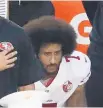  ?? Picture / AP ?? Colin Kaepernick kneels during the national anthem.