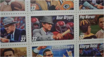  ?? (Special to The Commercial/Richard Ledbetter) ?? A 32-cent U.S. Postal Service stamp, first issued on July 25, 1997, bears the likeness of legendary football coach and Fordyce native Paul “Bear” Bryant.