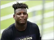  ?? AP PHOTO/GAIL BURTON, FILE ?? FILE -Baltimore Ravens rookie linebacker Jaylon Ferguson walks off the field after an NFL Football rookie camp, Saturday, May 4, 2019, in Owings Mills, Md. Ravens linebacker Jaylon Ferguson has died at age 26, his agent confirmed Wednesday, June 22, 2022.