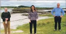  ?? ?? Kate Forbes MSP at Traigh Beach near Arisaig last year, with councillor­s Denis Rixson, left, and Allan Henderson.