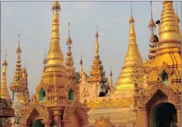  ??  ?? Gilded turrets of Schwedagon Pagoda, Yangon.