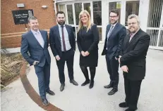  ??  ?? Elaine Reay with (from left) Matthew Flinders and Michael Cantwell of RMT Accountant­s, Craig Malarkey of Tilly Bailey &amp; Irvine LLP and Paul Mullis of the Durham Aged Mineworker­s’ Homes Associatio­n.