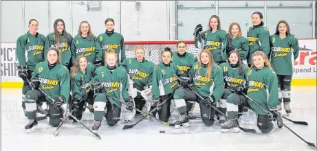 ?? SUBMITTED ?? Pictured are the Northern Subway Selects PeeWee AA squad. In back from left are: Grace MacDougall, Ellie Clarke, Lily LeBlanc, Lauren Smith, Sarah Fraser, Kenzie Greencorn, Josie Dunn, Olivia Marks. In front from left are: Julia MacDonald, Erin...
