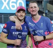  ??  ?? Rajasthan Royals’ David Miller (left) and Chris Morris.