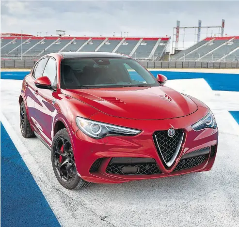  ?? PHOTOS: COSTA MOUZOURIS / DRIVING. CA ?? The 2018 Alfa Romeo Stelvio Quadrifogl­io SUV handles like a high-powered track-ready sports car.