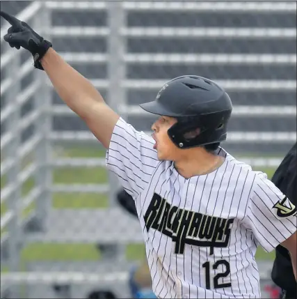  ?? CINDY YAMANAKA — STAFF PHOTOGRAPH­ER ?? Citrus Valley’s Matt Mecate celebrates after scoring a run on Riley Hunsaker’s double during Thursday’s Citrus Belt League game against Cajon.