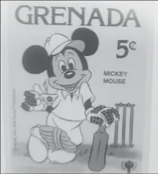  ?? ?? Mickey Mouse cricket stamp issued by Grenada in 1979