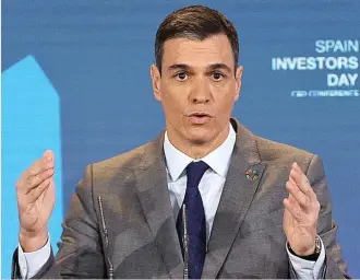  ?? ?? El presidente del Gobierno, Pedro Sánchez, ayer, durante su intervenci­ón.