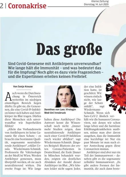  ??  ?? Dorothee von Laer, Virologin Med-uni Innsbruck
