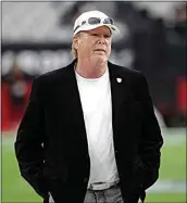  ?? RICK SCUTERI / AP FILE ?? In this 2019 file photo, Raiders owner Mark Clark Davis stands on the field before the team’s NFL football game against the Arizona Cardinals in Glendale, Ariz.