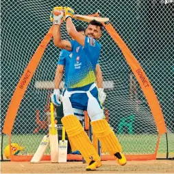  ??  ?? Chennai Super Kings star player Suresh Raina in action during a team practice session ahead of IPL 2020.