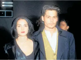  ?? PHOTOS / WIREIMAGE, GETTY IMAGES ?? Ryder with former fiance Johnny Depp in 1990 and, top, in
The Age of Innocence.