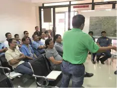  ??  ?? PLANNING. Jeepney drivers and other members of the transport sector of Magalang convene to discuss the local public transport route plan of the municipali­ty.