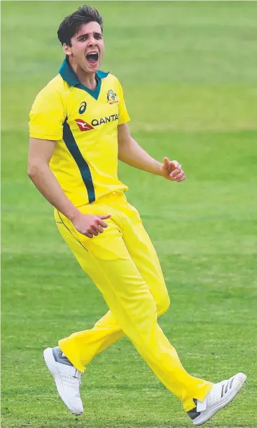  ??  ?? STANDOUT: Jhye Richardson of Australia celebrates after dismissing Robbie White of Middlesex during the Middlesex and Australia Tour Match at Lord's Cricket Ground.