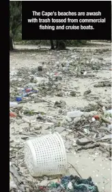  ??  ?? The Cape’s beaches are awash with trash tossed from commercial fishing and cruise boats.