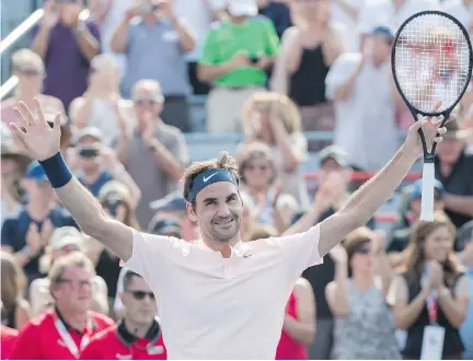  ?? PAUL CHIASSON / THE CANADIAN PRESS ?? Roger Federer is confident heading into the U.S. Open, where he could win his third Grand Slam title of the year.