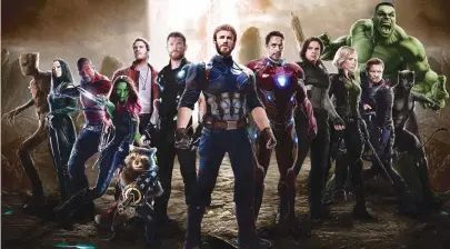  ?? DIVULGAÇÃO ?? Vingadores: Guerra Infinita reúne ícones das HQs, como Thor e Capitão América aos Guardiões da Galáxia