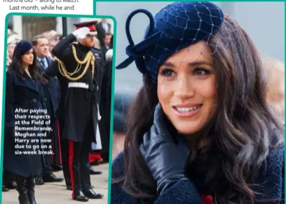  ??  ?? After paying their respects at the Field of Remembranc­e, Meghan and Harry are now due to go on a six-week break.