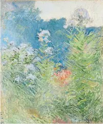  ??  ?? JOHN H. TWACHTMAN: WILDFLOWER­S. C. 1890. Los trazos vívidos típicos del impresioni­smo destacan en esta pieza. En este caso son flores salvajes en una pradera las que ofrecen al artista la posibilida­d de experiment­ar con una composició­n bidimensio­nal....