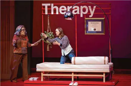  ?? Photos by Reed Flores/TheatreWor­ks Silicon Valley ?? A therapist (Emily Kuroda, left) resists the ideas of Jennifer (Jenny Nguyen Nelson) in TheatreWor­ks Silicon Valley’s “Tiger Style!”