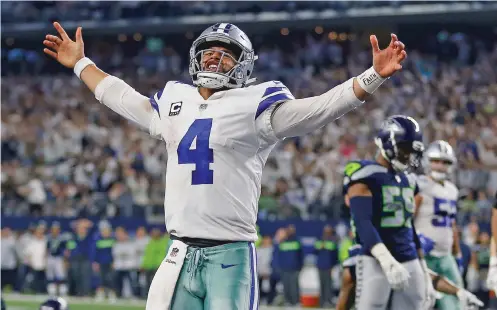  ?? RON JENKINS/ASSOCIATED PRESS FILE PHOTO ?? Quarterbac­k Dak Prescott and the Cowboys have signed the richest contract in the club’s history. The agreement, reached Monday after two years of negotiatio­ns, is worth $160 million with a league-record $66 million signing bonus.