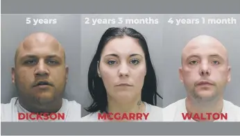  ??  ?? Richard Dickson, Melissa McGarry and Shaun Walton were all sentenced for GBH.