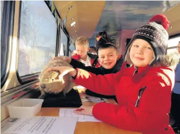  ??  ?? Get on board Polkemmet pupils had the chance to join in learning sessions on the bus