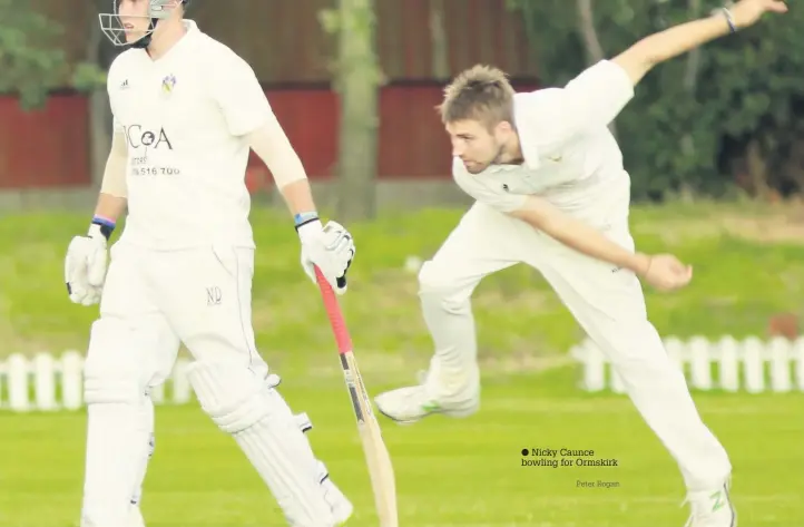  ?? Nicky Caunce bowling for Ormskirk Peter Rogan ??